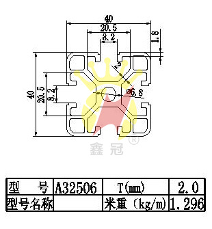40x40流水線鋁型材A32506