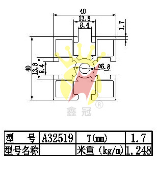 40x40流水線鋁型材A32519